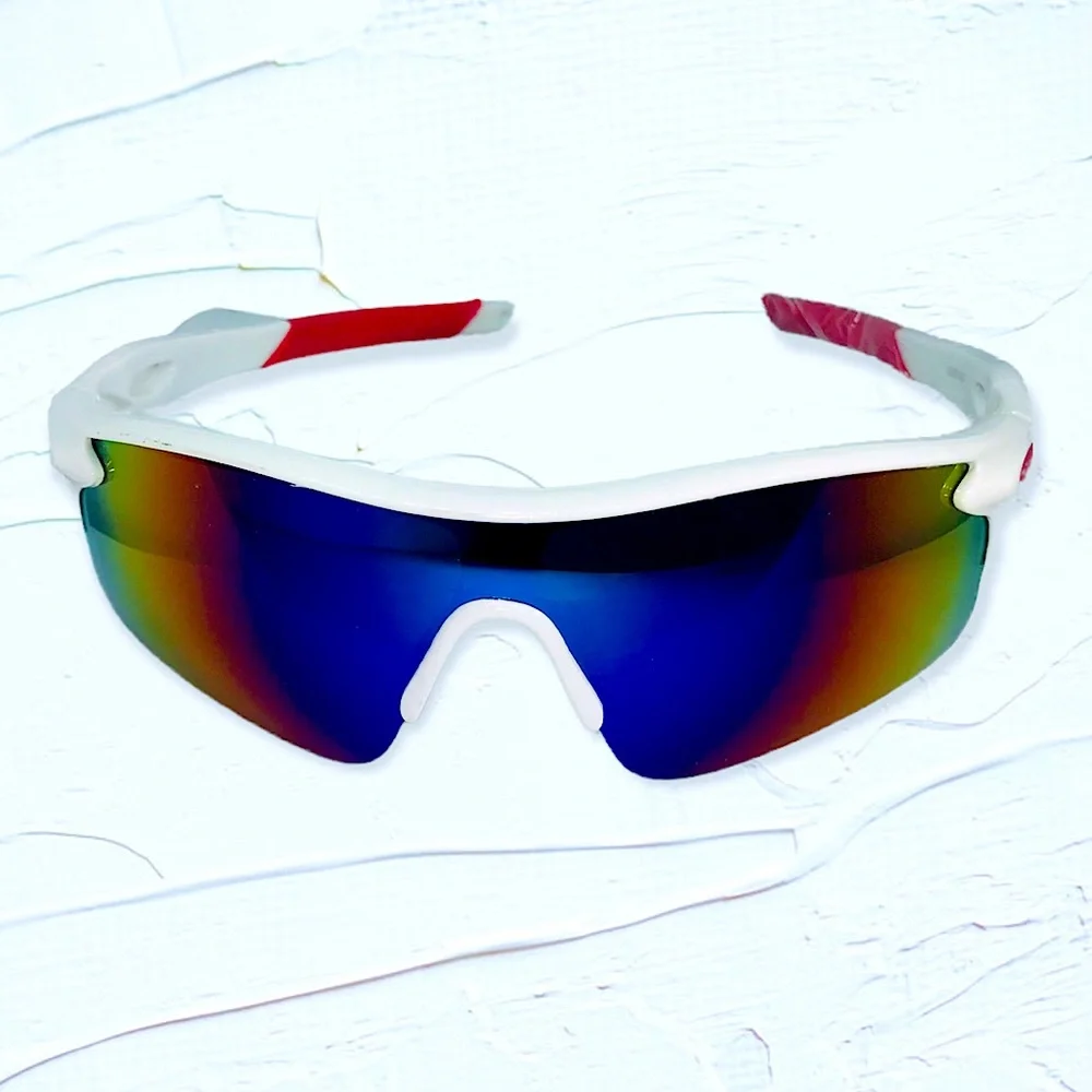 Red White & Blue Mirrored Sport Sunglasses UV400